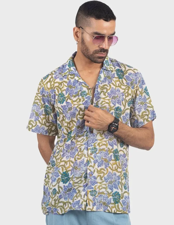 Photo of a floral-print shirt worn by a person